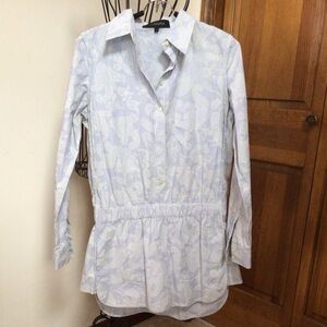 THAKOON Womens Cotton Long Sleeve Button Collar Stripped Romper Blue